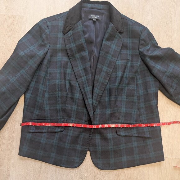 PETITE Plaid and Velour Blazer - Blue and Green - Picture 6 of 6
